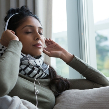 Relaxed woman listening to music